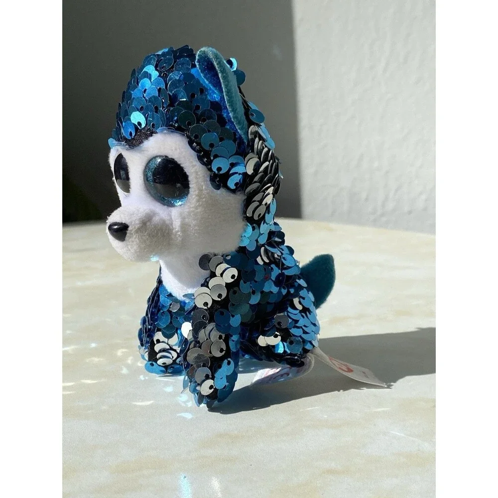 Ty Flippables❤️SLUSH The Husky Dog Sequin Key Clip 3